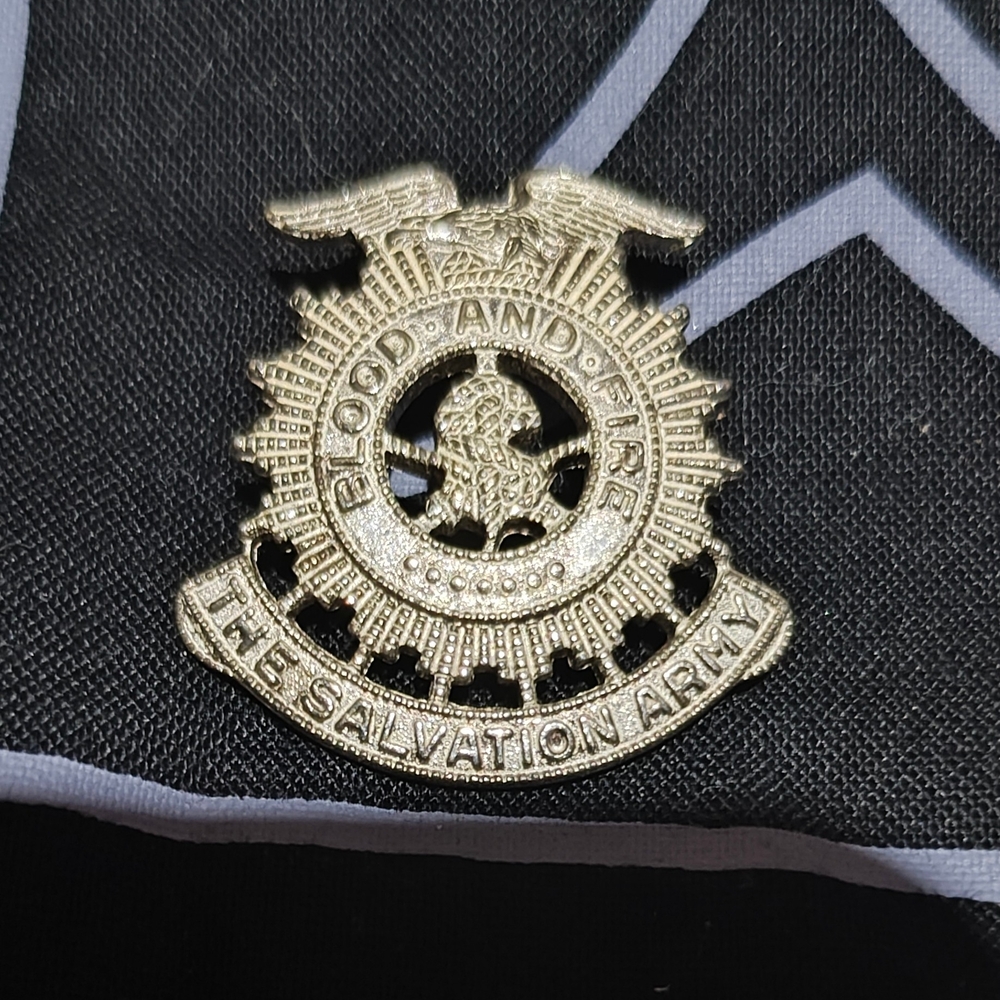 The Salvation Army Blood And Fire Vintage Silver Pin